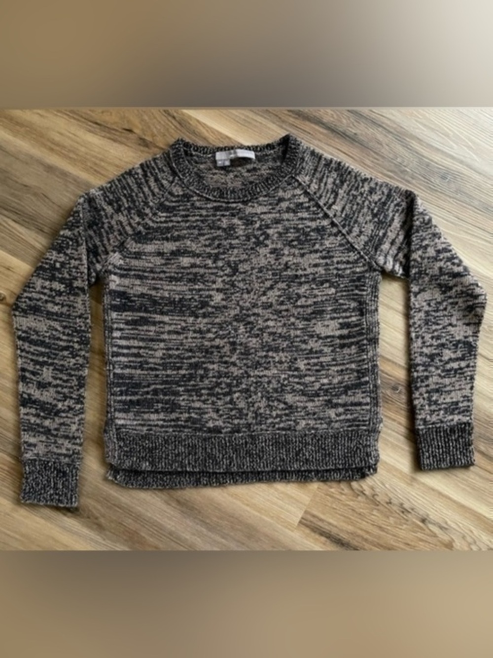 Cashmere Blend Crewneck Boxy Sweater Marled Grey Green
